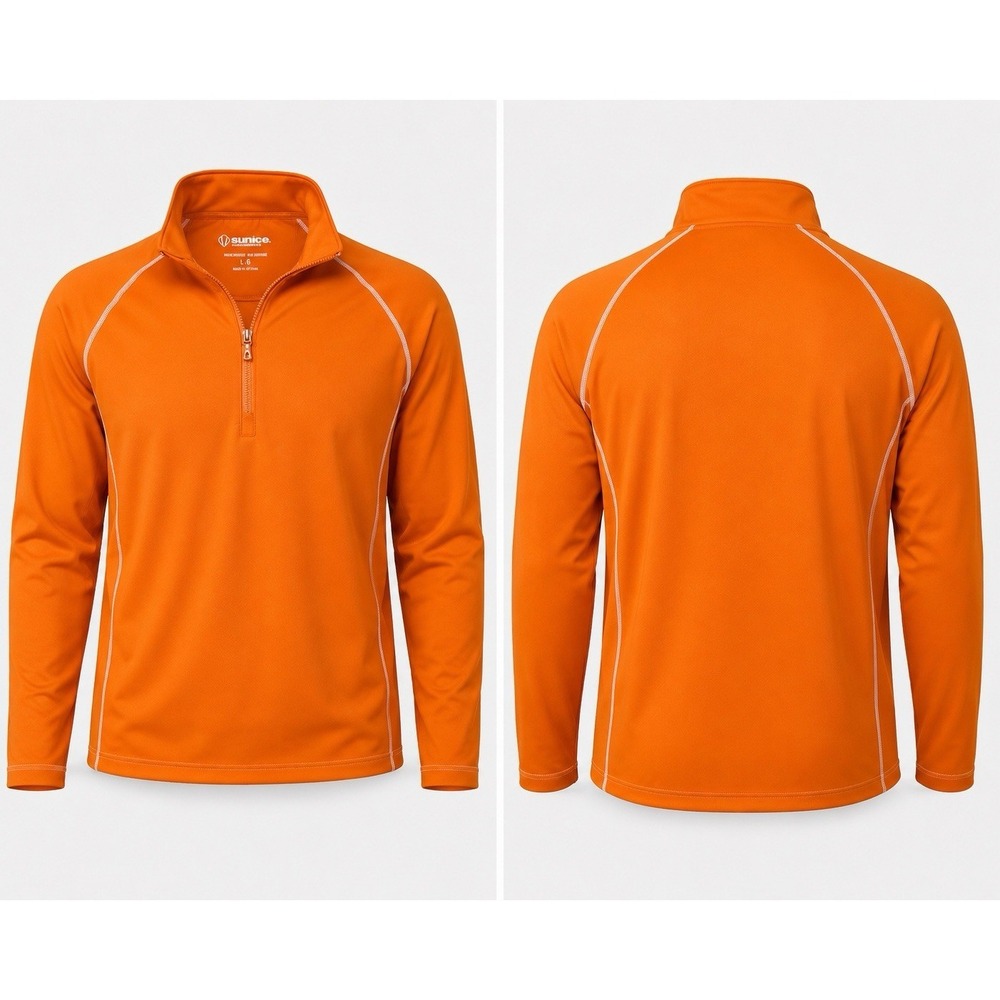 Sunice Pullover Mens LARGE Thermal 1/2 Zip Golf Outdoors Hiking ORANGE  S77012